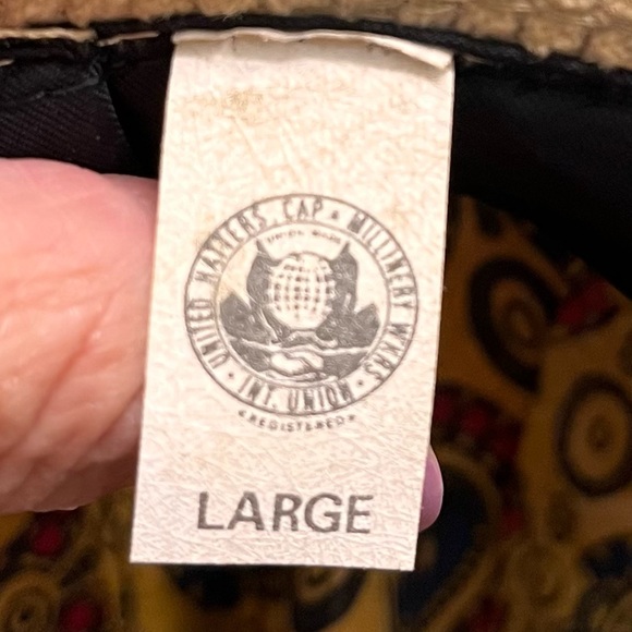 1960’s Golden Brown Corduroy Fedora with Feathers &. Embellished Glass Button - Picture 4 of 9